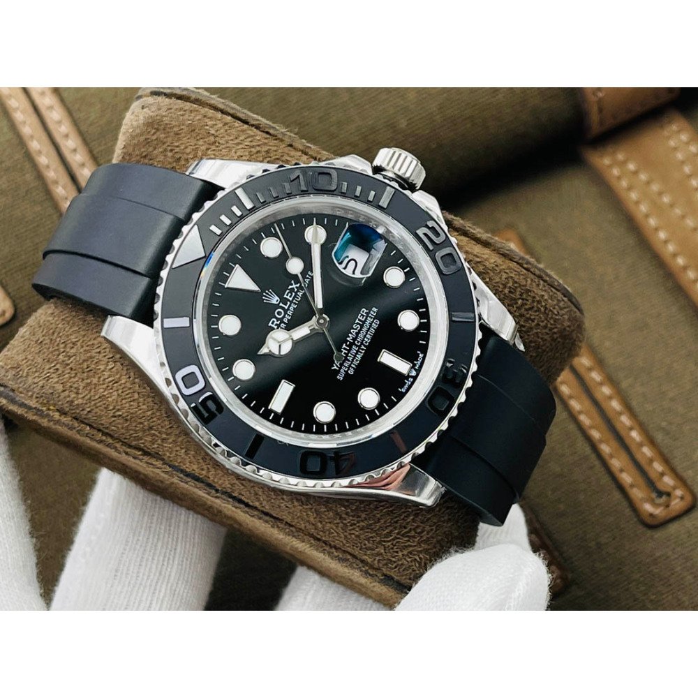 Rolex Yacht-Master 116655 White Gold Black Ceramic Bezel Rubber Swiss 3135 Movement