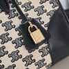 CABAS TRIOMPHE MINI HORIZONTAL BAG IN EMBROIDERED FABRIC AND COW LEATHER