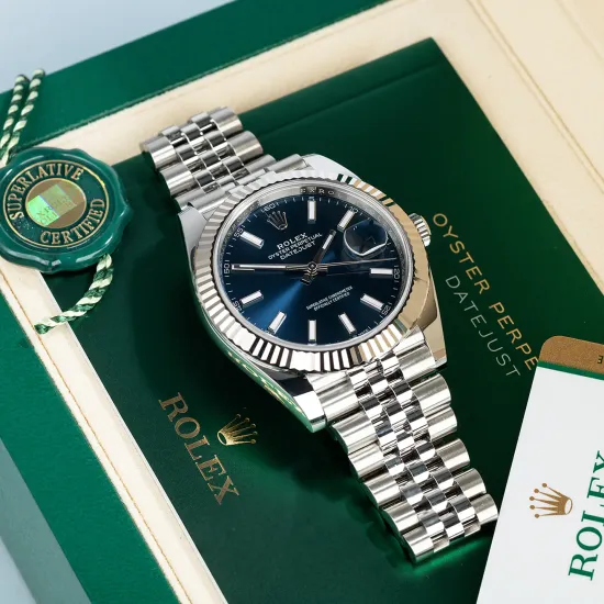 Rolex Datejust 41mm Oystersteel and white gold Bright Blue Dial 126334-0002