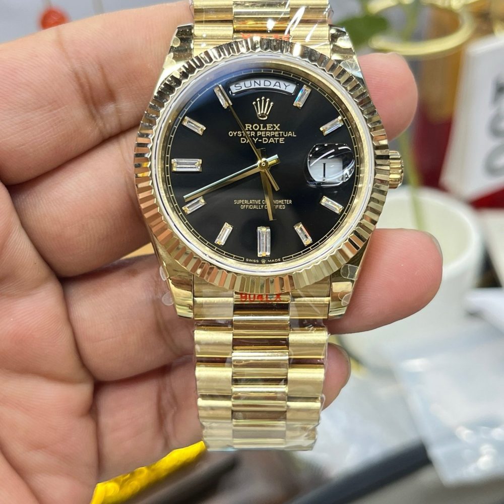 Rolex Day-Date 228238 Black Crystal Dial Yellow Gold President Bracelet Swiss 3255 Movement