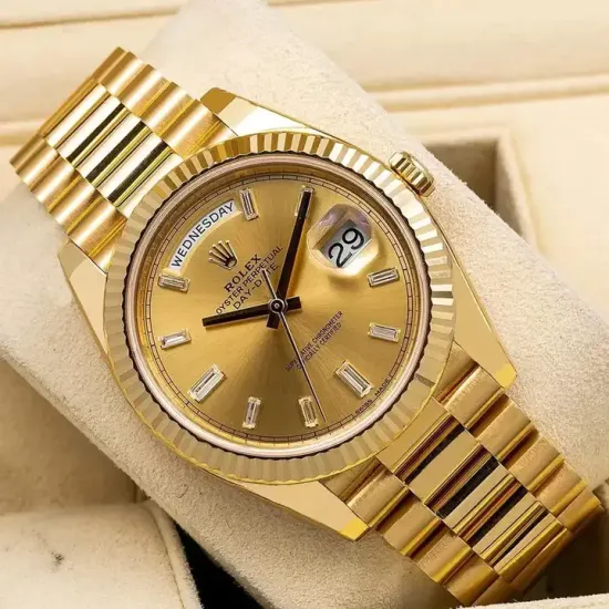 Rolex Day-Date President 40mm Yellow Gold Champagne Diamond Dial 228238-0005 Unworn