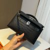 mini matte black silver Hermès handbag