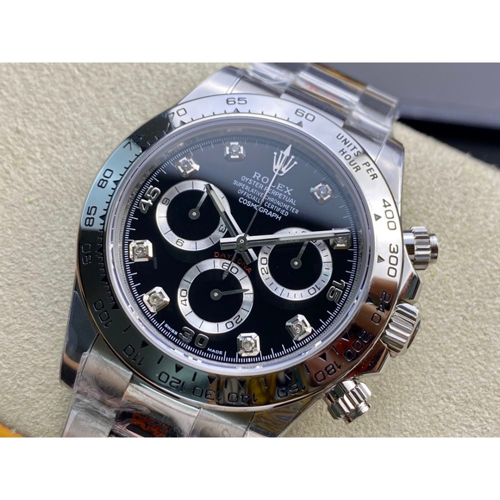 Rolex Daytona 116520 White Black Diamond Dial Steel A7750 Movement