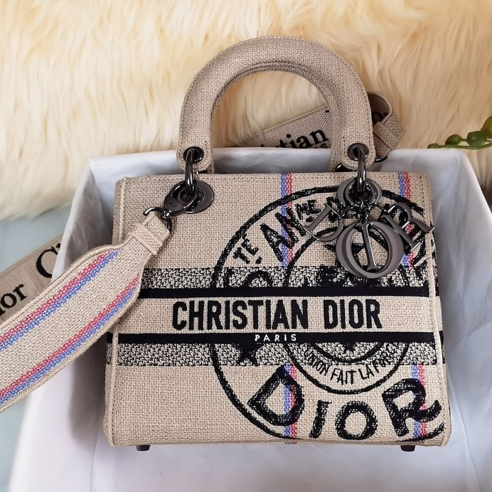 Jute embroidery Princess Diana CHRISTIAN DIOR PARIS logo