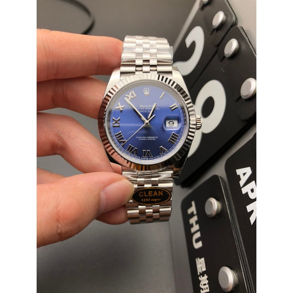 Rolex Datejust 126234 Blue Roman Dial Steel White Gold Clean F