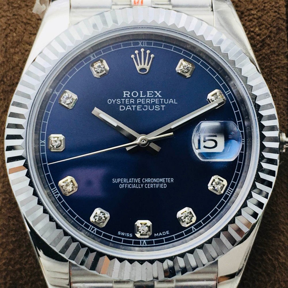 Rolex Datejust Blue Dial Diamond White Gold Swiss Clone Movement