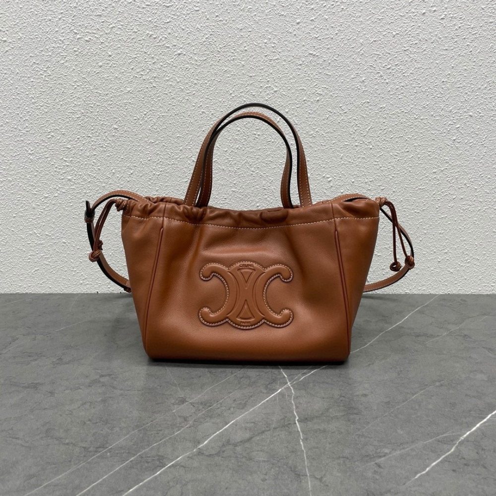 CABAS TRIOMPHE Cuir Small Shopper Drawstring Bag in Smooth Calfskin