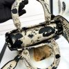 𝐃𝐢𝐨𝐫 𝐃-𝐋𝐈𝐓𝐄 handbag Black peony five-grid embroidery