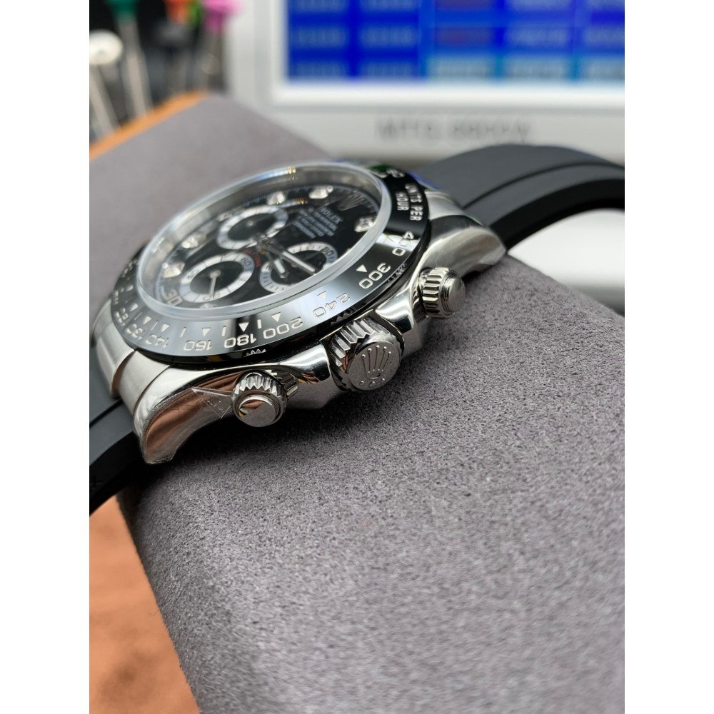 Rolex Daytona 116519LN Black Diamond Dial Rubber Strap A7750 Movement