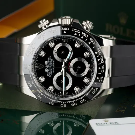 Rolex Daytona White Gold Black Dial Oysterflex Strap 116519LN-0025 Unworn