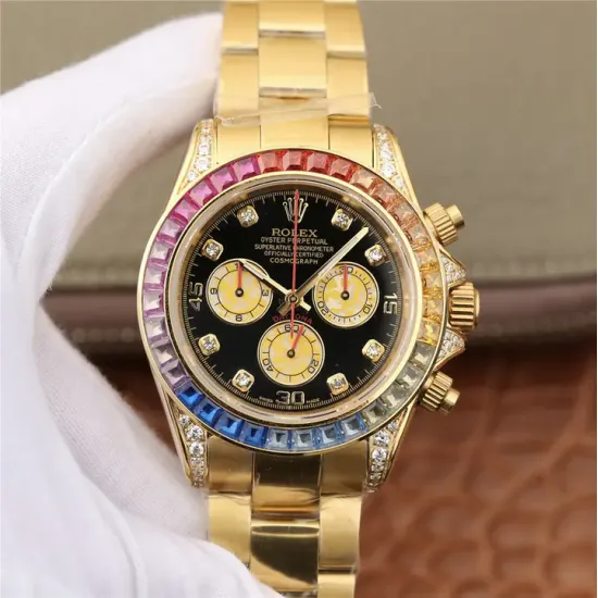 Daytona Rainbow Diamond Yellow Gold Stainless Steel 40mm