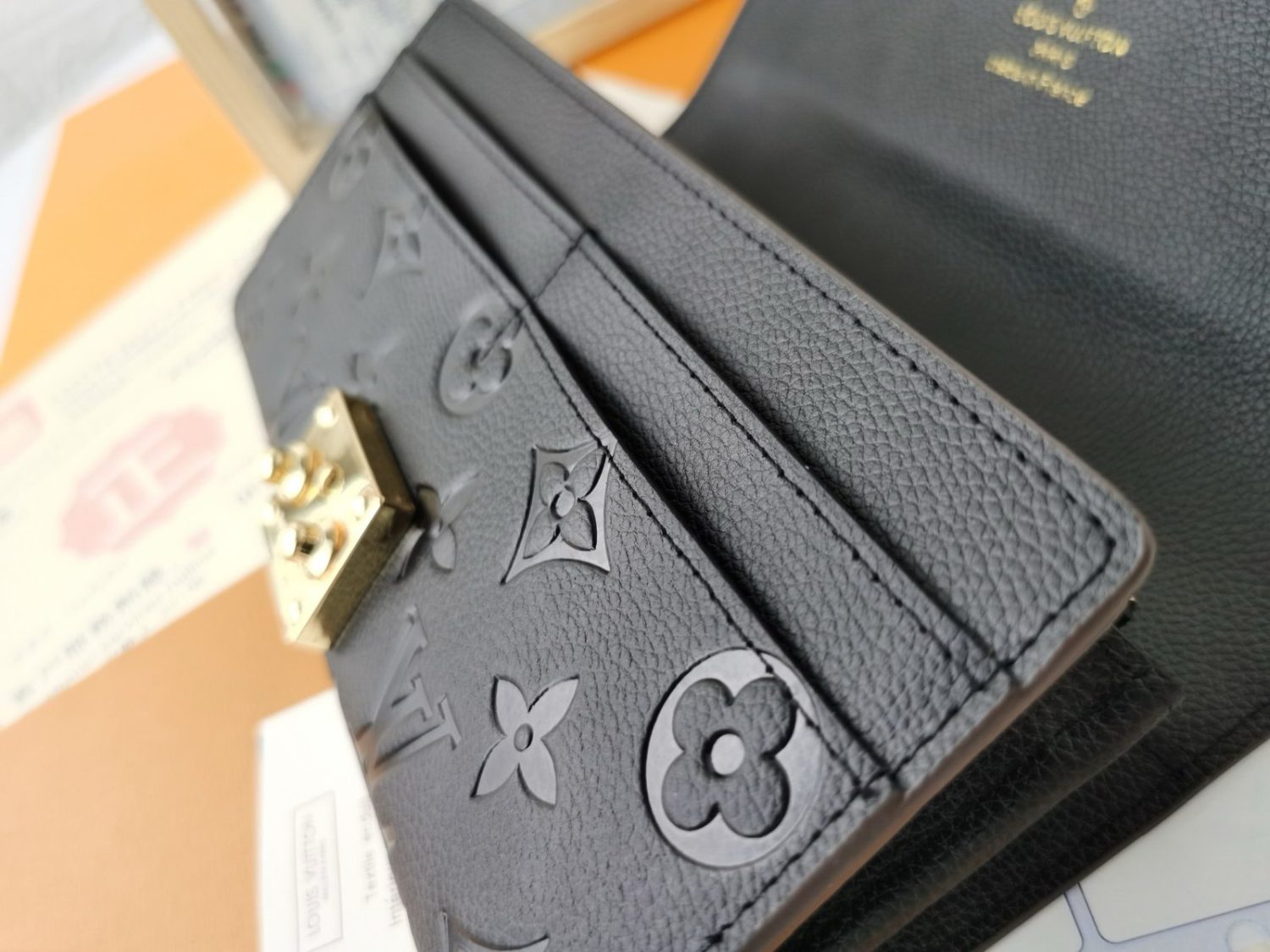 LV Diamond pattern leather embossed pochette metis handbag envelope wallet