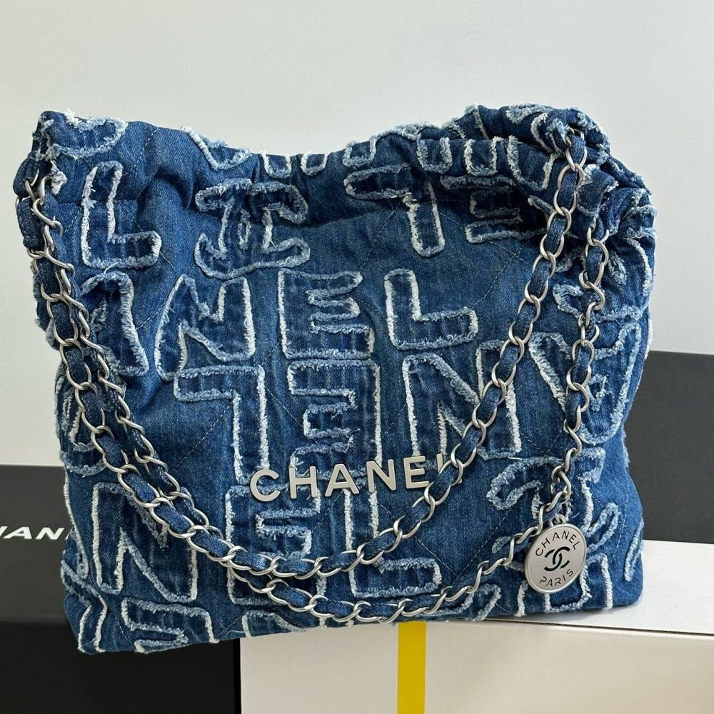 Chanel 24A 22Bag medium denim garbage bag AS3261W1080