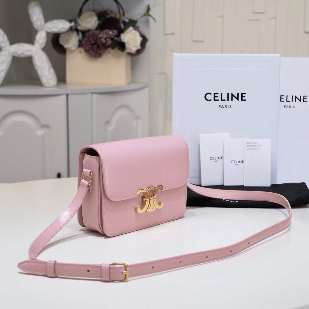 Celline Triomphe Small Box Leather Sakura Pink