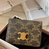 Triomphe compact wallet in shiny calfskin brown monogram