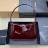 2024 Spring and Summer New Patent Leather Underarm Bag! Le5A7 Bag Hobo Bag Patent Leather Burgundy/Gold 657228