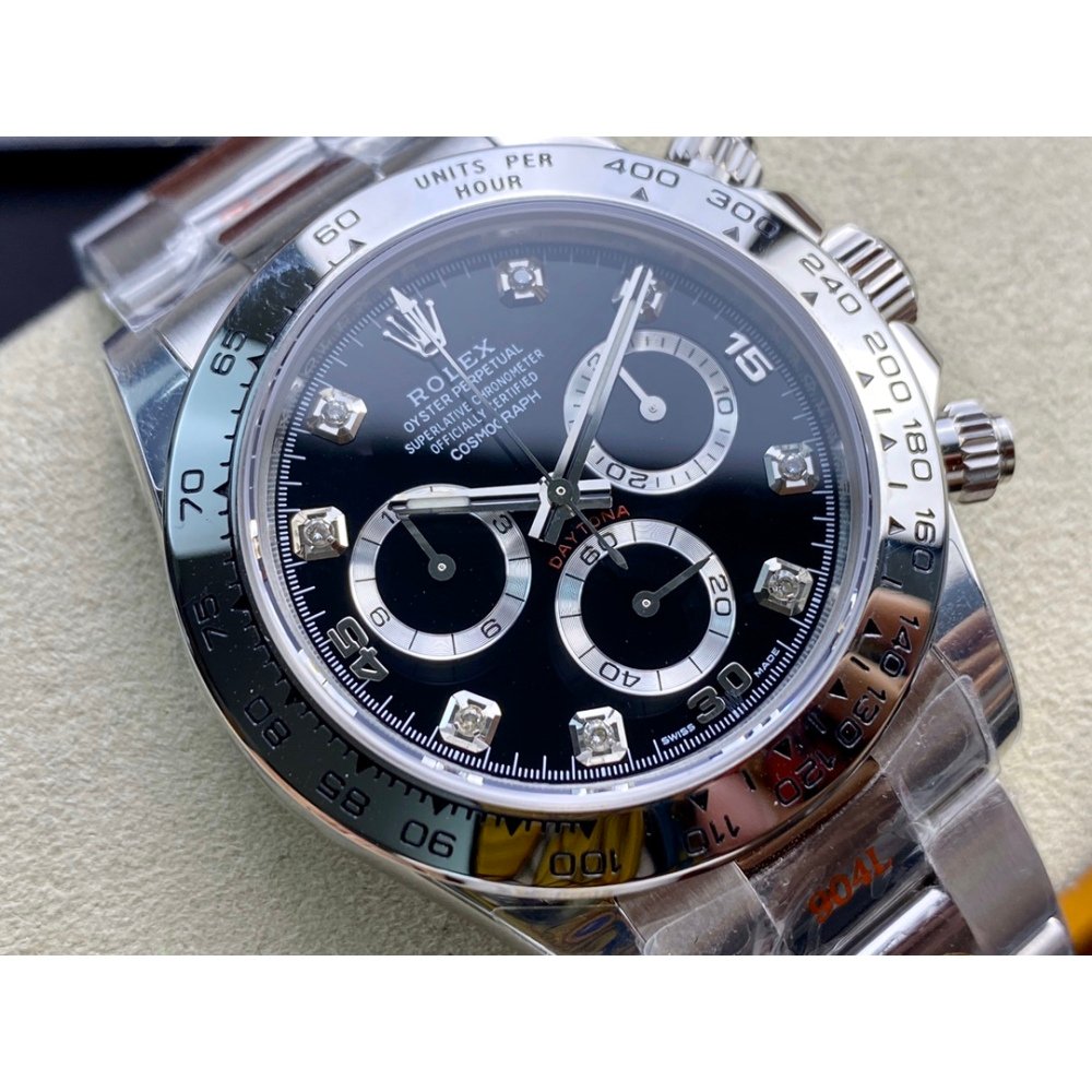 Rolex Daytona 116520 White Black Diamond Dial Steel A7750 Movement