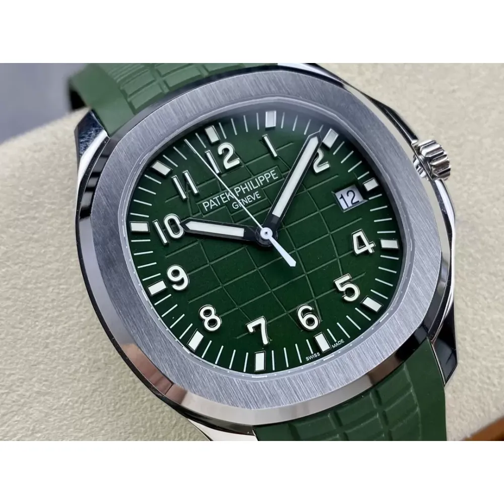 Patek Philippe Aquanaut 5168G-010 SS 3KF Best Edition Green Dial on Green Rubber Strap A324 Super Clone V3