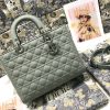 Lady Dior seven check frosted rattan beef leather clamshell handbag with shoulder strap M0566