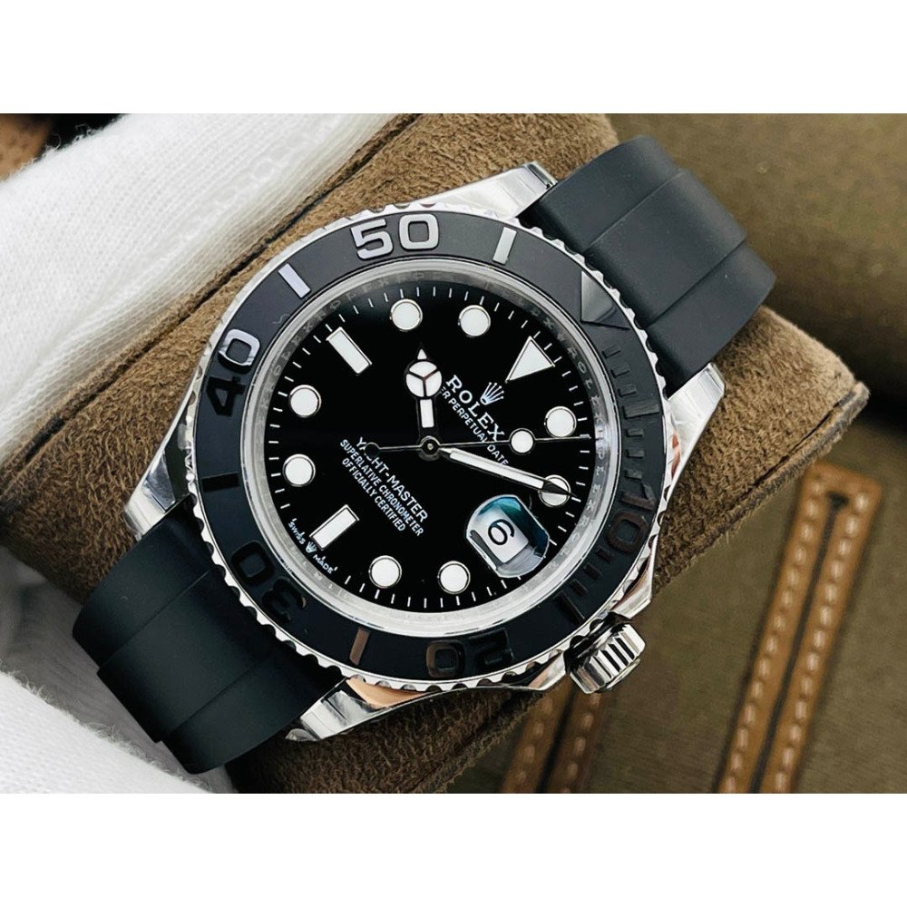Rolex Yacht-Master 116655 White Gold Black Ceramic Bezel Rubber Swiss 3135 Movement