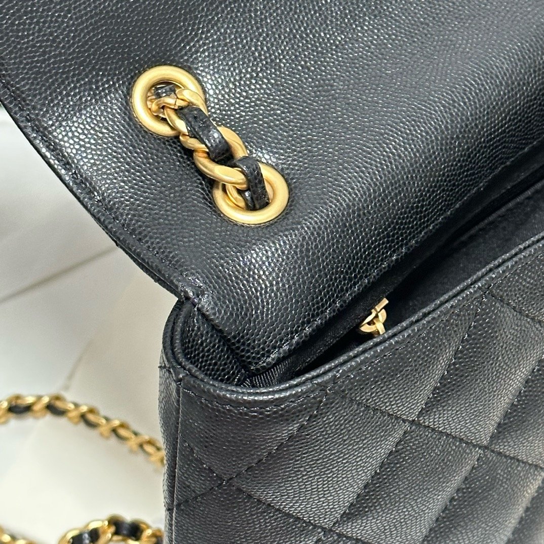Chanel 23K litchi leather ball pattern chain backpack AS4490W1080