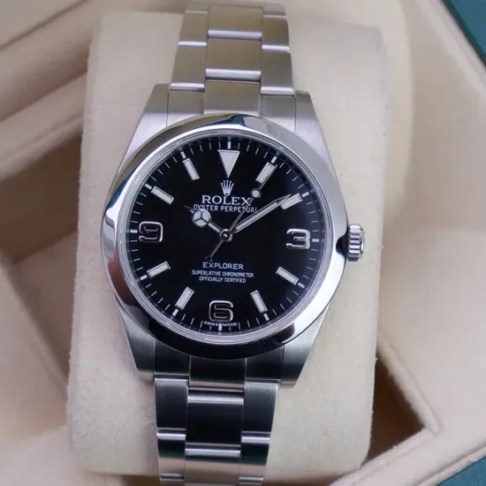 Rolex Explorer I MKII Stainless Steel Black Arabic Index 39mm 214270-0003 Unworn