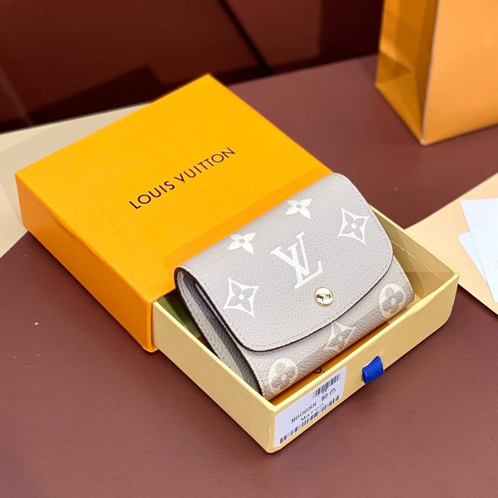 LV Grey! Short! Wallet Wallet made of soft monogramempreinte leather