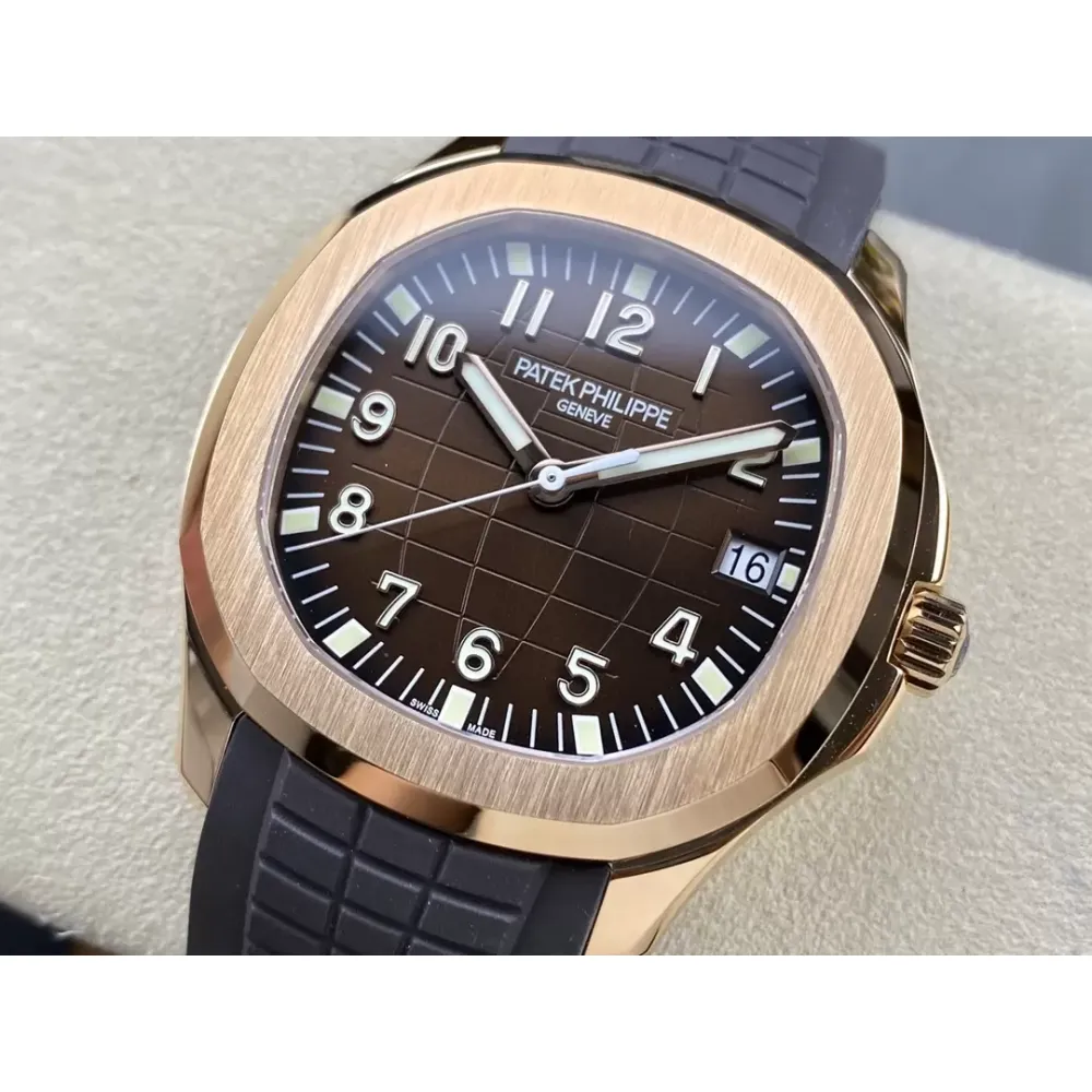 Patek Philippe Aquanaut 5167R-001 RG 3KF Best Edition Brown Dial on Black Rubber Strap A324 Super Clone V3