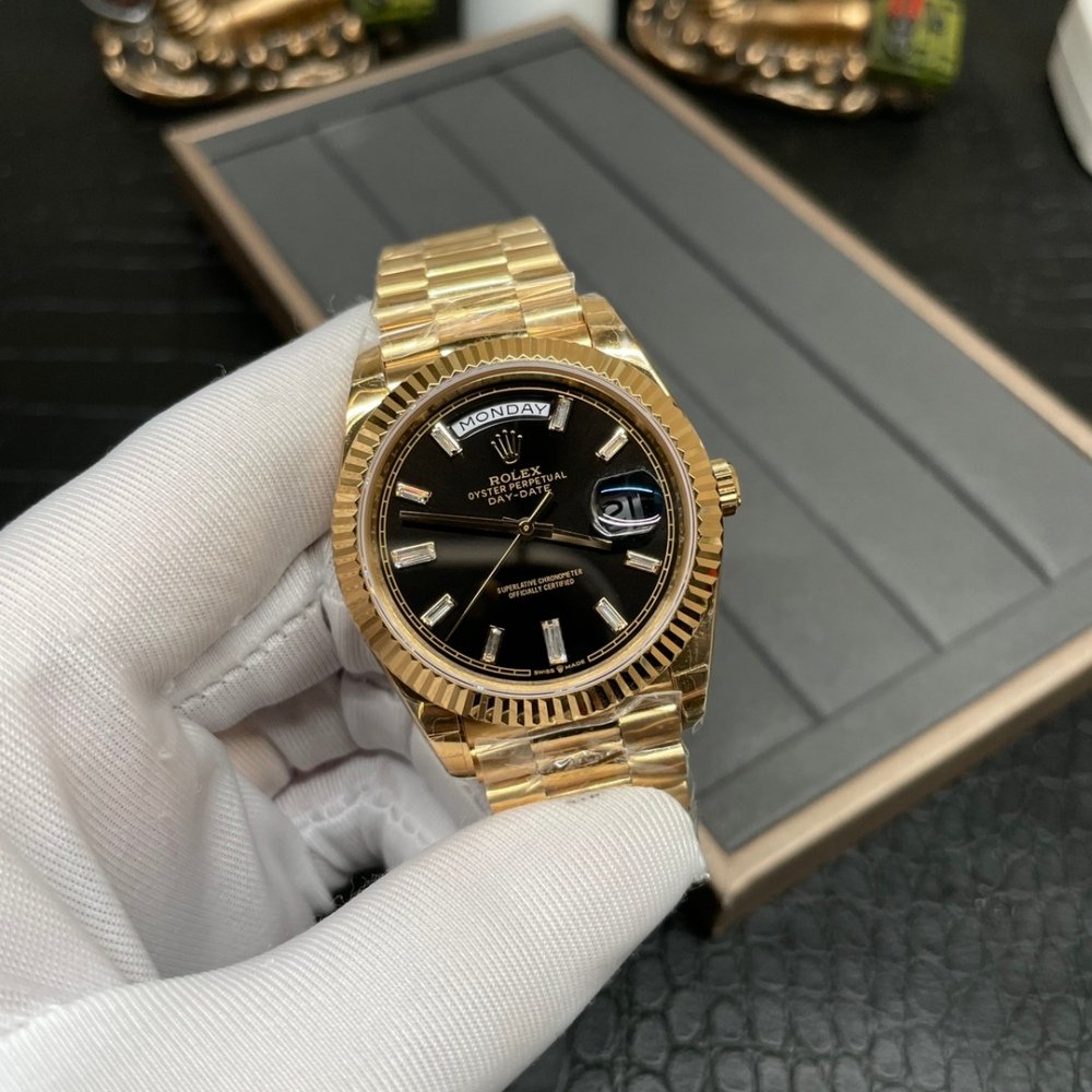 Rolex Day-Date 228238 Rose Gold Black Crystal Dial President Bracelet Swiss 3255 Movement