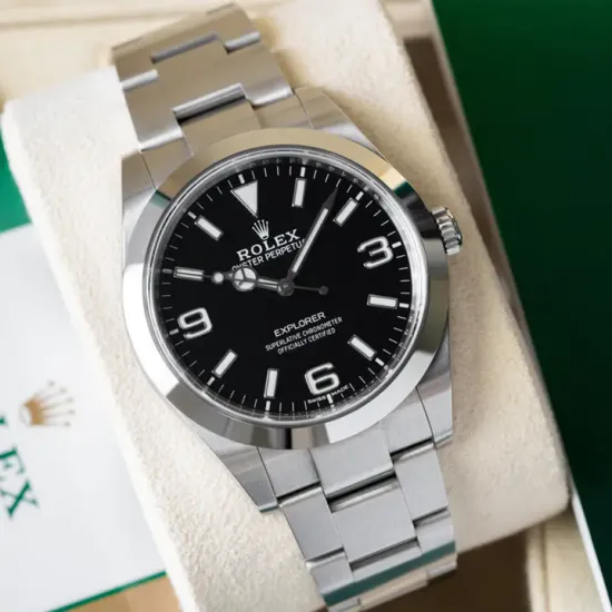 Rolex Explorer I MKII Stainless Steel Black Arabic Index 39mm 214270-0003 Unworn
