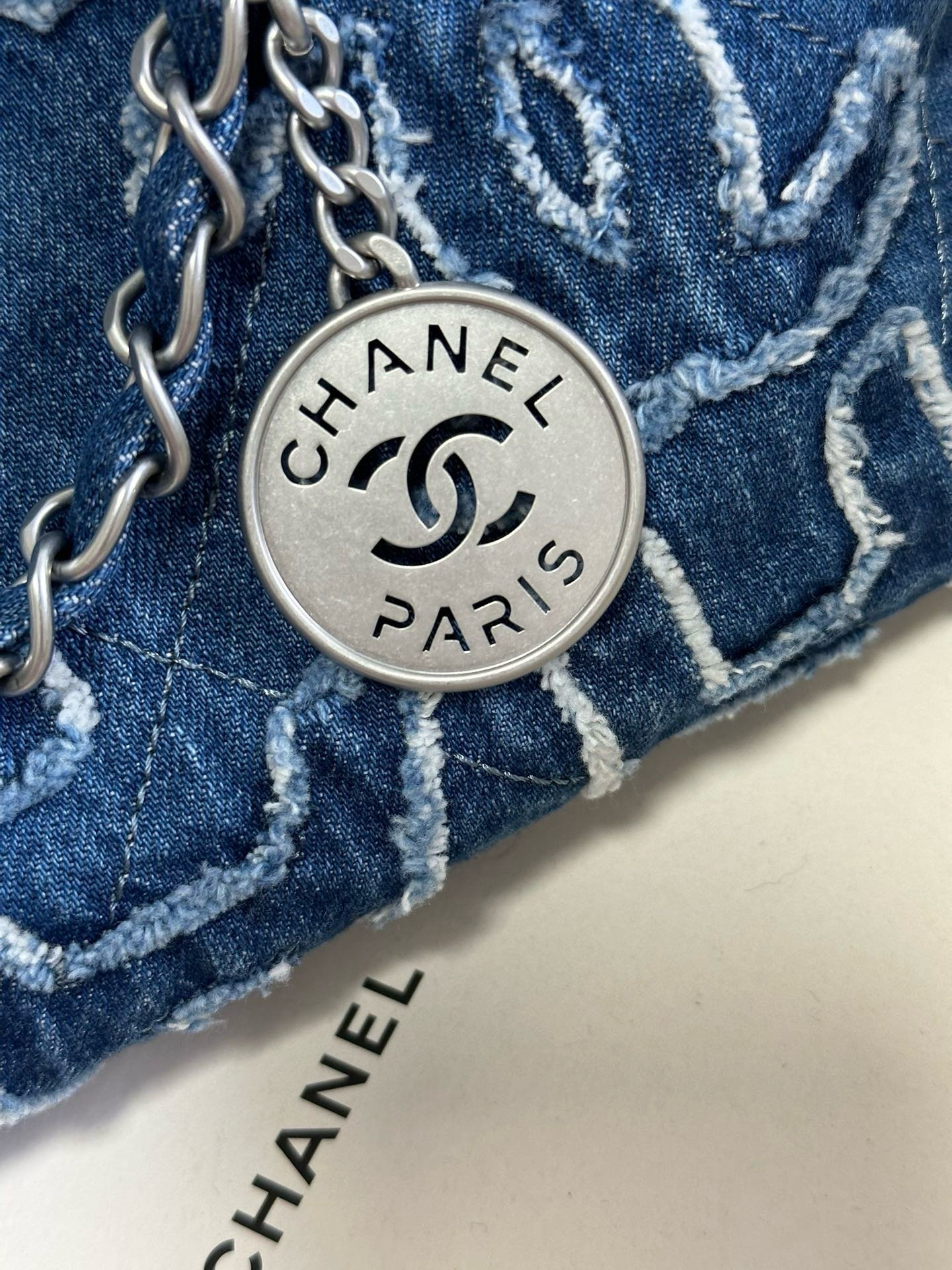 Chanel 24A 22Bag medium denim garbage bag AS3261W1080