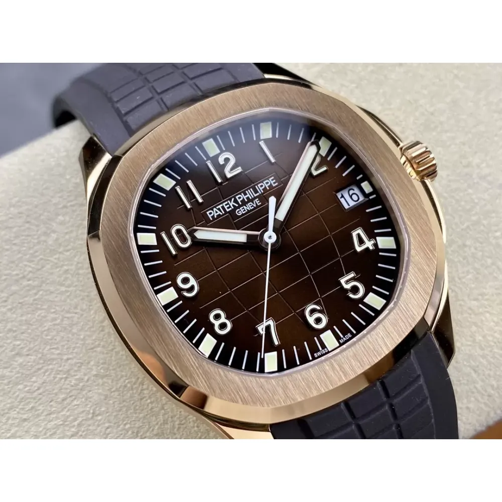 Patek Philippe Aquanaut 5167R-001 RG 3KF Best Edition Brown Dial on Black Rubber Strap A324 Super Clone V3