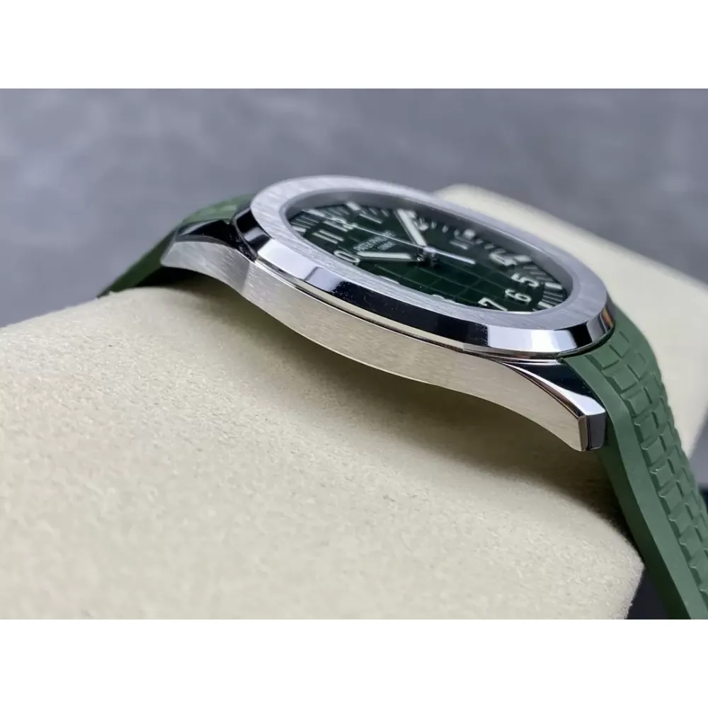 Patek Philippe Aquanaut 5168G-010 SS 3KF Best Edition Green Dial on Green Rubber Strap A324 Super Clone V3
