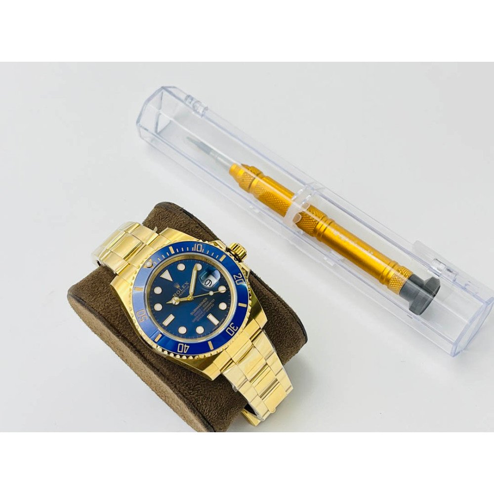 Rolex Submariner All Gold Blue Dial Blue Ceramic Bezel Swiss 3135 Movement