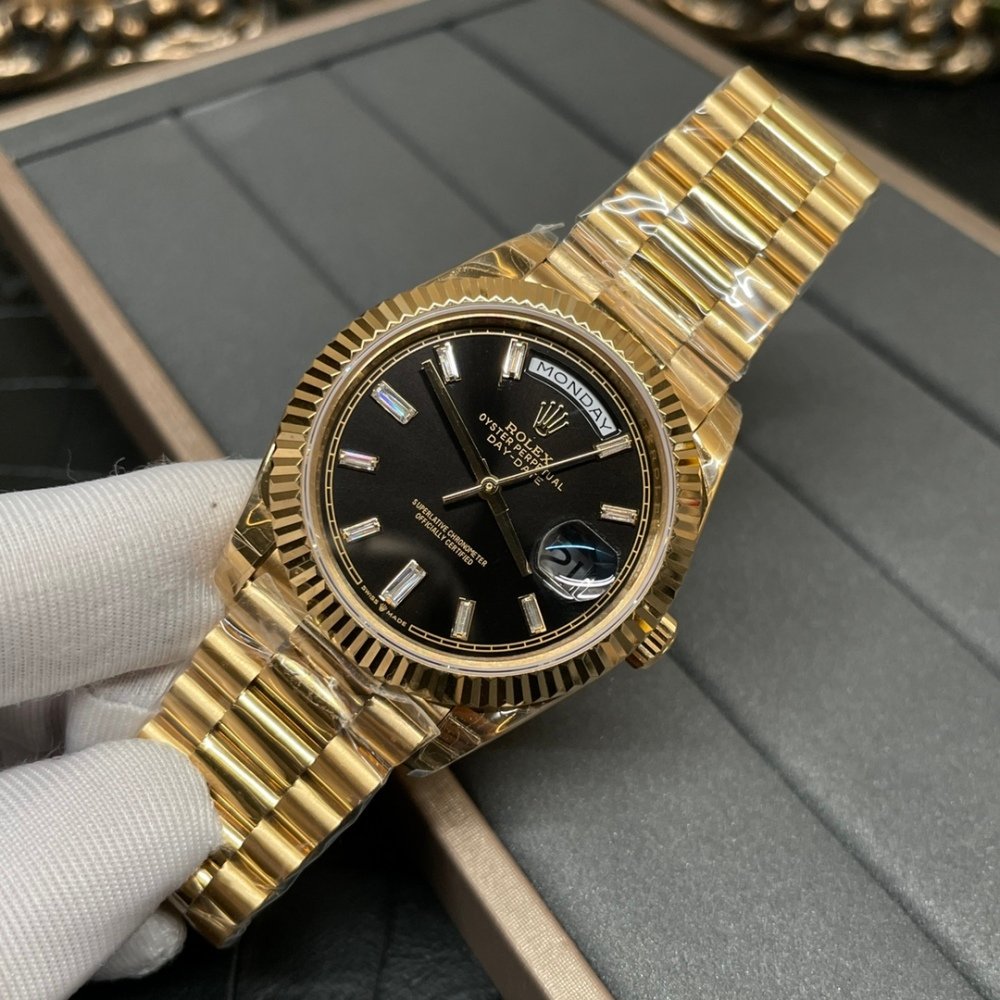 Rolex Day-Date 228238 Rose Gold Black Crystal Dial President Bracelet Swiss 3255 Movement