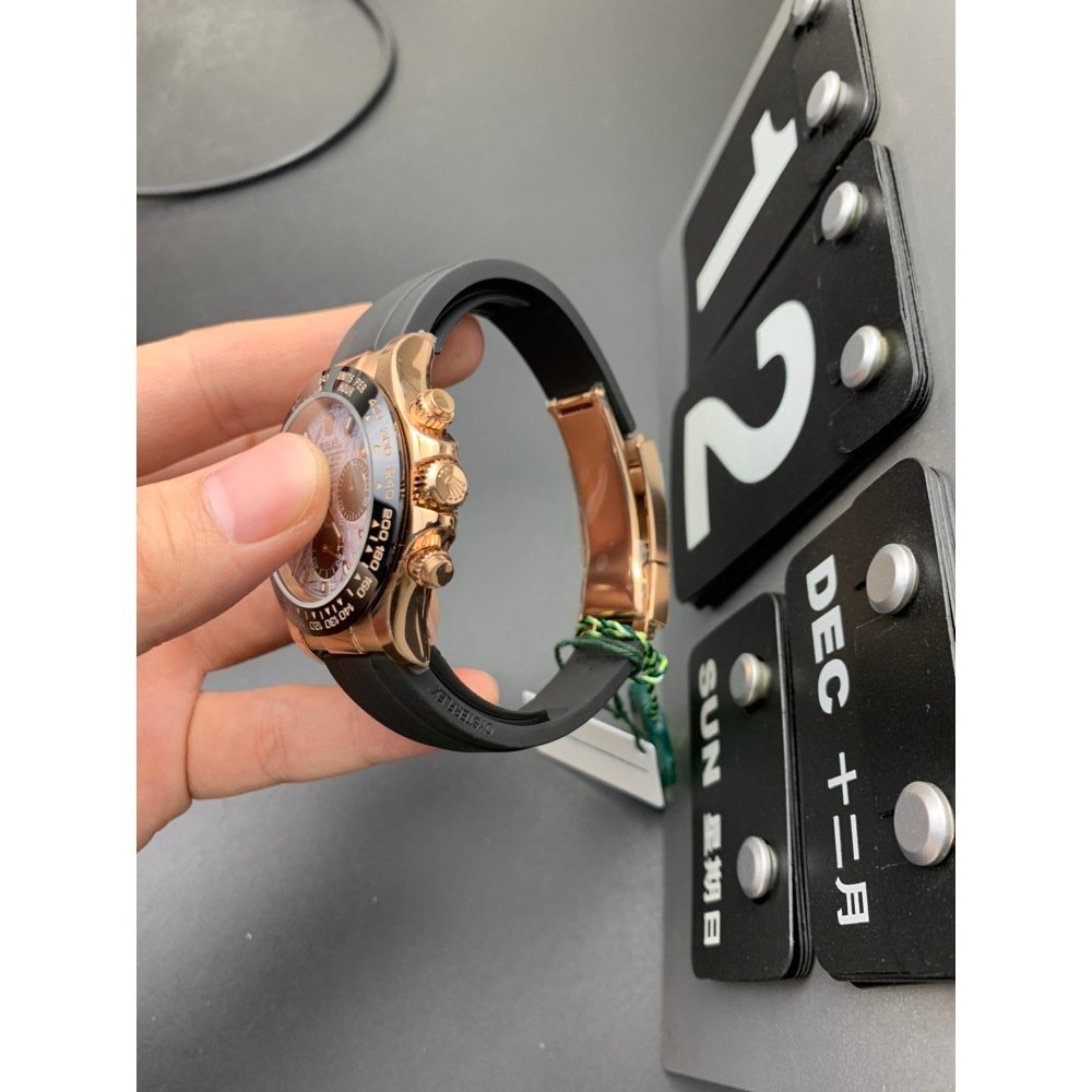 Rolex Daytona 116515LN Meteorite Dial Rose Gold Rubber Strap 4130 Movement