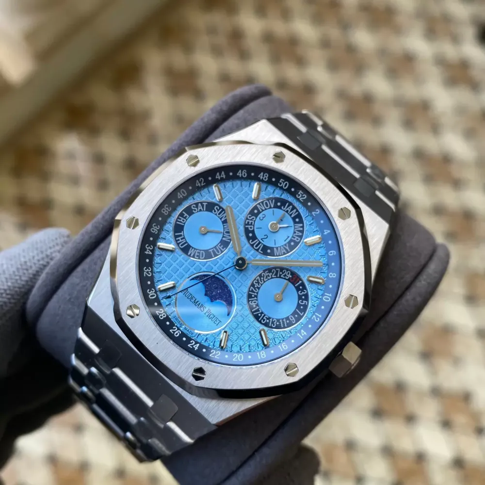 AP Royal Oak 41mm Complicated 26574PT SS APSF 1:1 Best Edition Ice Blue Dial on SS Bracelet A5134 (CHS)