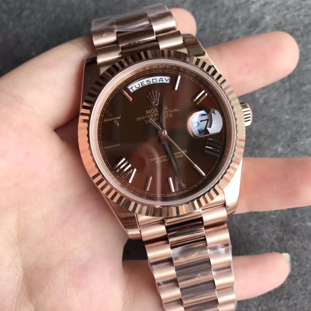 Rolex Day-Date 228235 Rose Gold Browm Dial President Bracelet A3255 (Tungsten Heavy Versio)