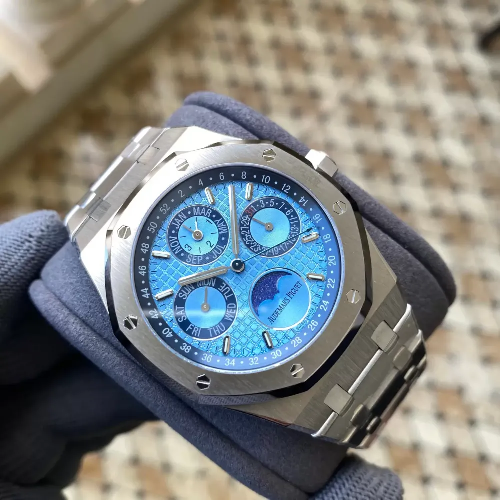 AP Royal Oak 41mm Complicated 26574PT SS APSF 1:1 Best Edition Ice Blue Dial on SS Bracelet A5134 (CHS)