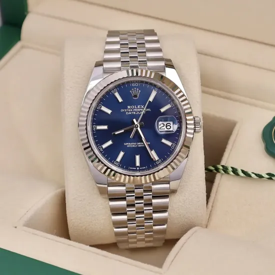 Rolex Datejust 41mm Oystersteel and white gold Bright Blue Dial 126334-0002
