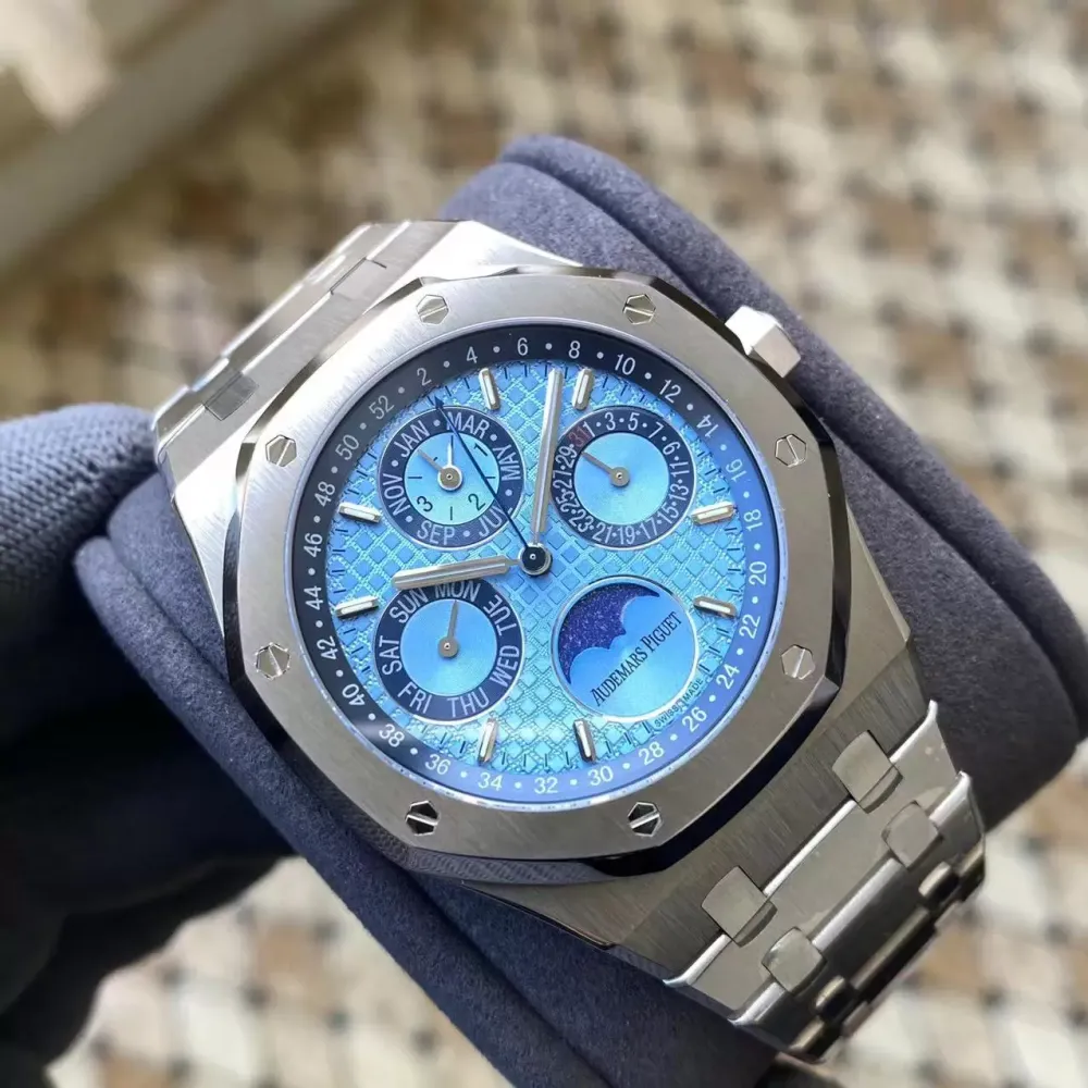 AP Royal Oak 41mm Complicated 26574PT SS APSF 1:1 Best Edition Ice Blue Dial on SS Bracelet A5134 (CHS)