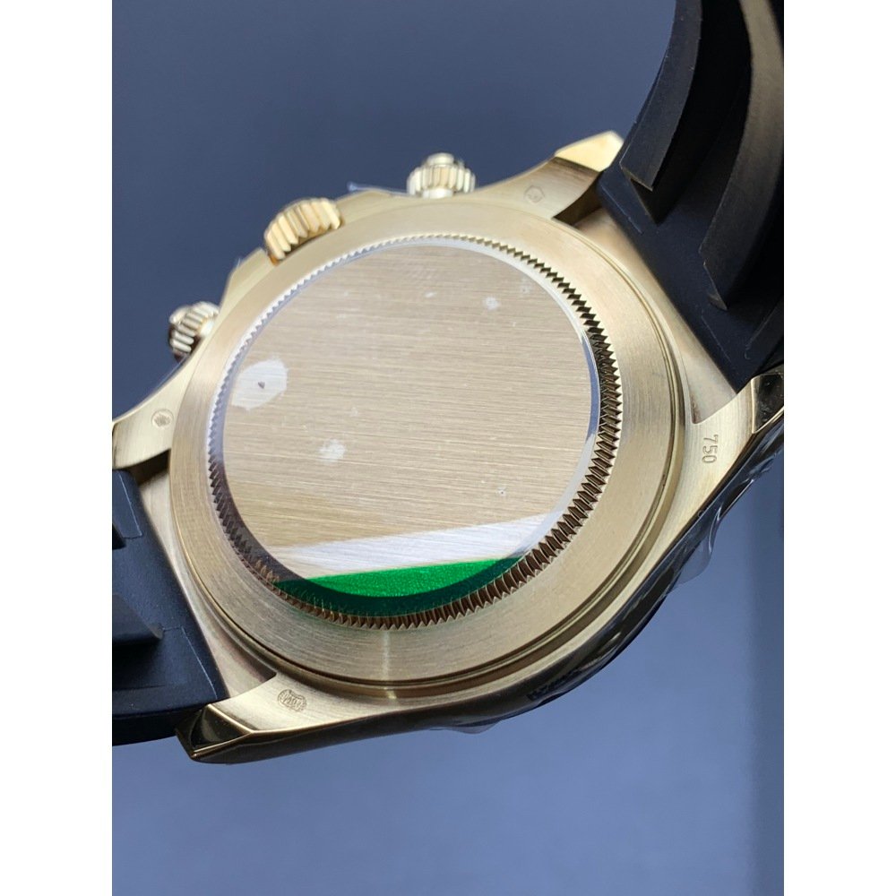 Rolex Daytona 116518LN Black Ceramic Bezel 18K Yellow Gold Dial Rubber Strap Swiss 4130 Movement