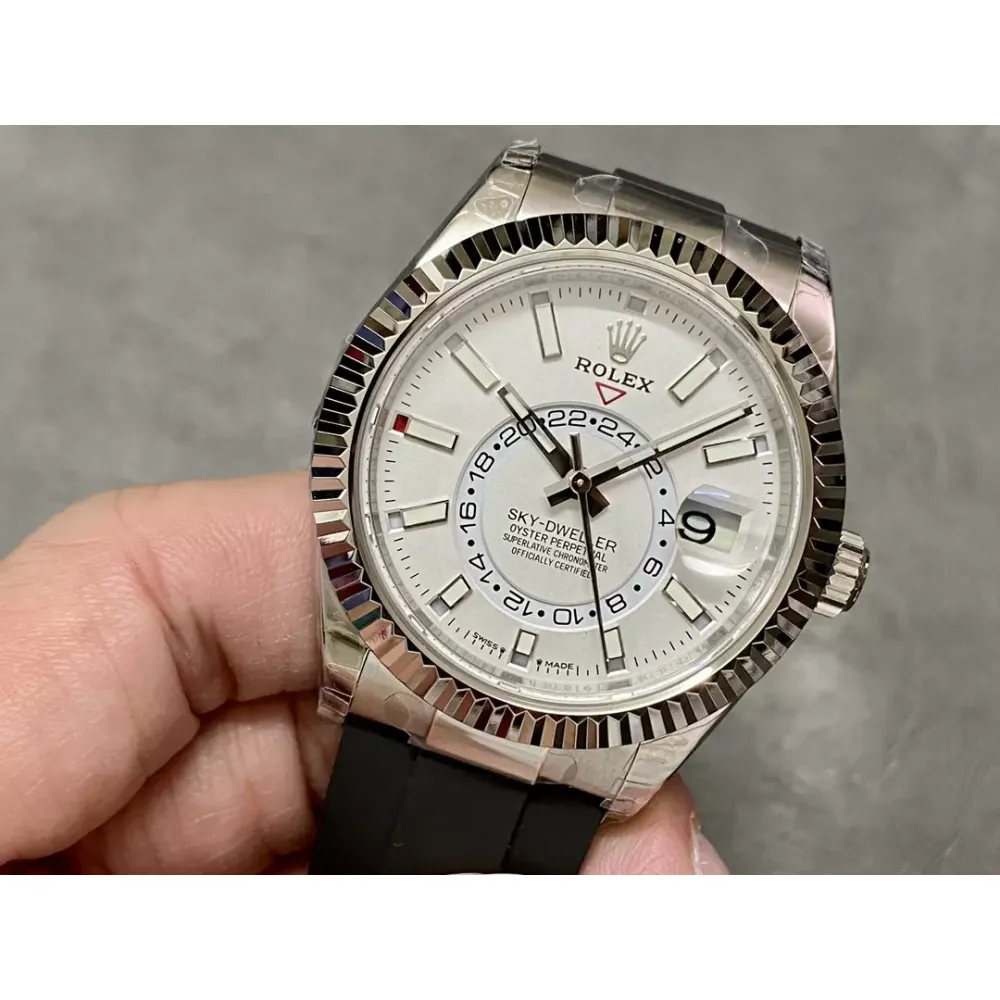 Rolex Sky-Dweller m336239-0003 white Dial Rubber Strap 2824 Movement