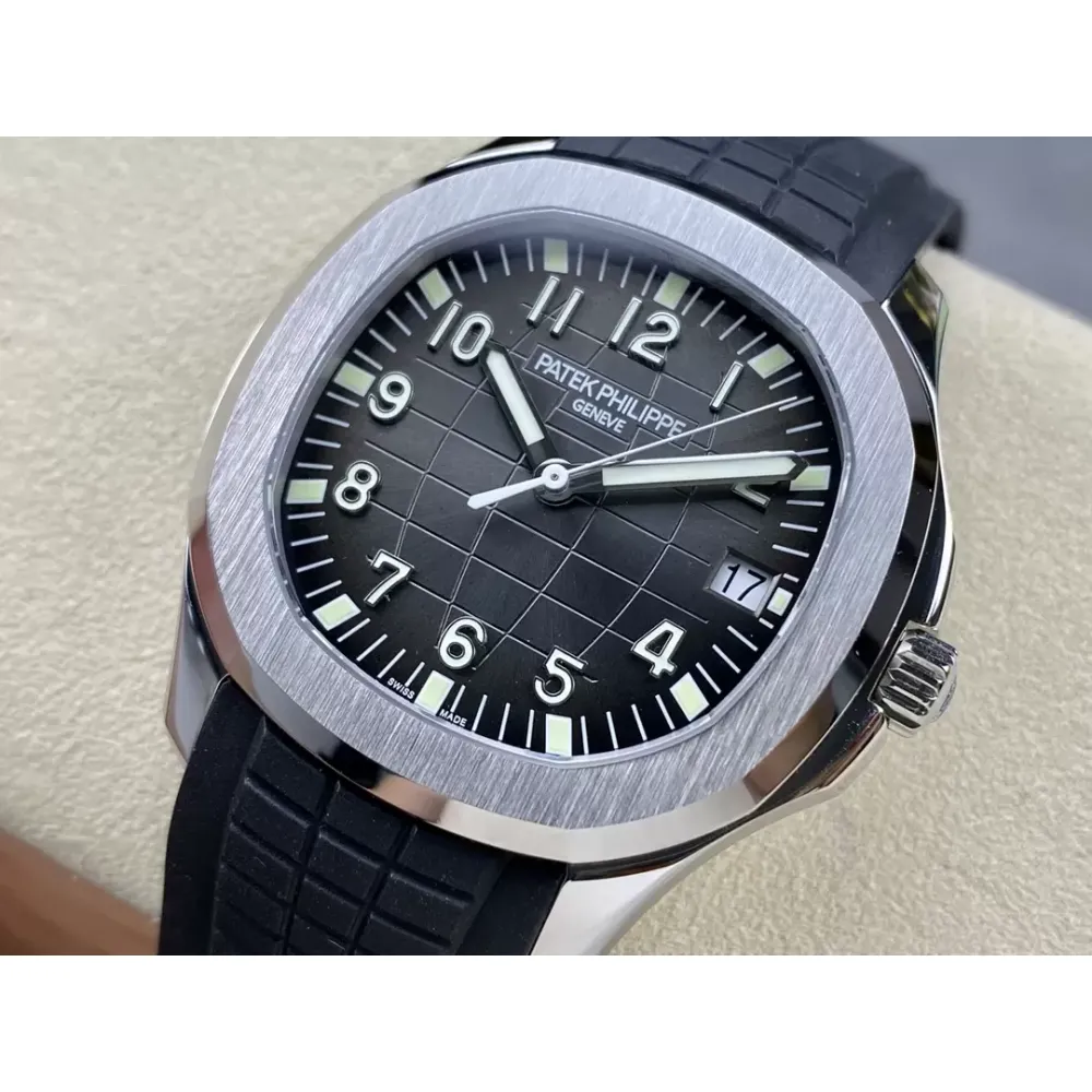 Patek Philippe Aquanaut 5167-001 SS 3KF Best Edition Gray Dial on Black Rubber Strap A324 Super Clone V3