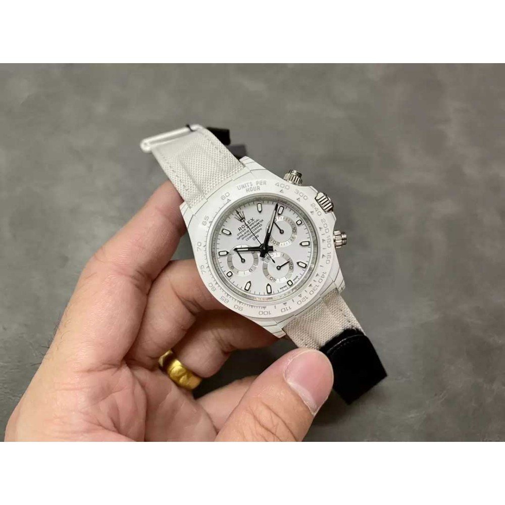 Rolex DIW Modified Datona All White Dial Swiss 4130 Movement