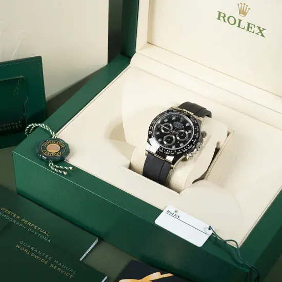 Rolex Daytona White Gold Black Dial Oysterflex Strap 116519LN-0025 Unworn