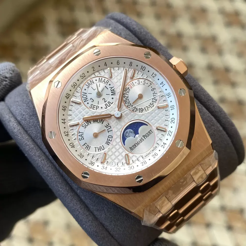 AP Royal Oak 41mm Complicated 26574 RG APS F1:1 Best Edition Silver Dial on GR Bracelet A5134 (CHS)ilver