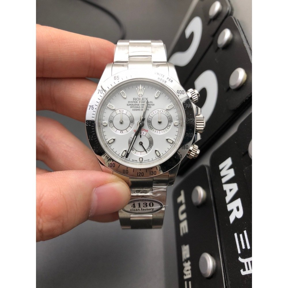 Rolex Daytona 116520 White Dial Stainless Steel Bezel 4130 Movement Clean