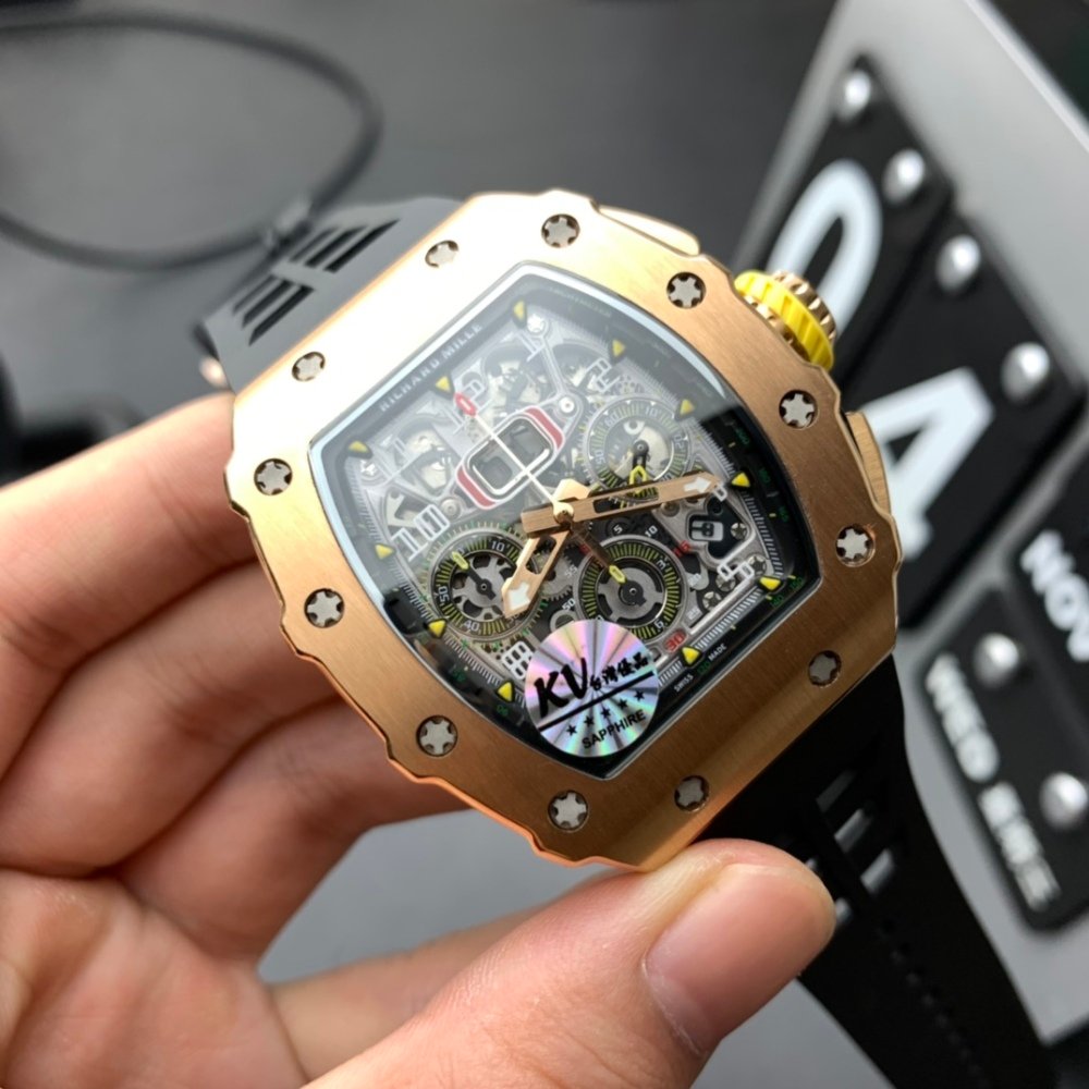 Richard Mille Rose Gold RM11-03 Men Automatic Transparent Dial