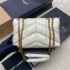 𝙇𝙤𝙪𝙇𝙤𝙪 𝙥𝙪𝙛𝙛𝙚𝙧～LOULOU PUFFER New Mini Double Chain Quilted Lambskin Bag Milk White Lambskin/Antique Gold 759337